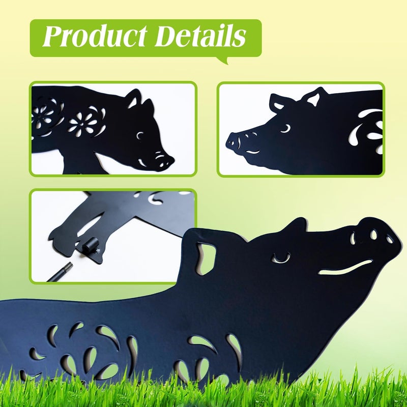 EZTZEN Pig Metal Garden Stakes Decorative,Pig Gifts for Women/Men/Pig Lovers Gifts,Black Pig Silhouette Statues Garden Decor for Outside,Outdoor Decor,Yard Art,Patio,Lawn Ornaments - Image 4